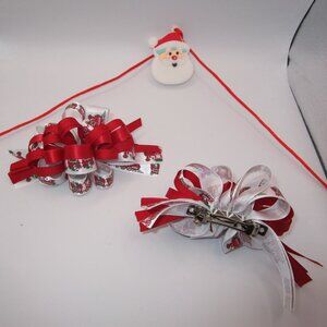 2 PCS Handmade Hair Bows for girls Merry Christmas / Lazos para niñas Navidad
